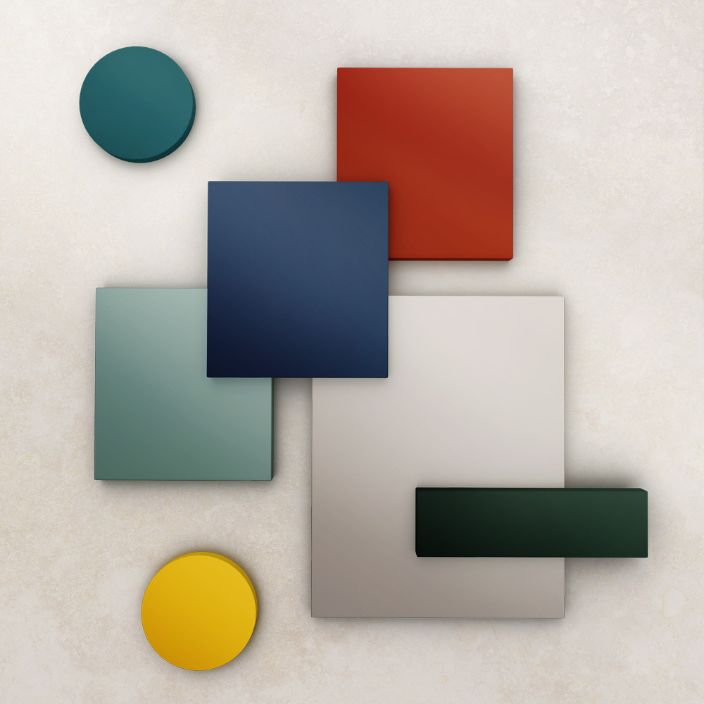 Image montrant un assortiment des différentes couleurs disponibles pour les surfaces des meubles MYCS.